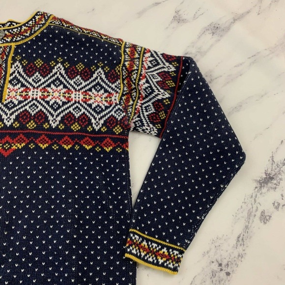 Hanna Andersson Womens Fair Isle Nordic Pullover Sweater Size XS Blue Yellow - Picture 3 of 11